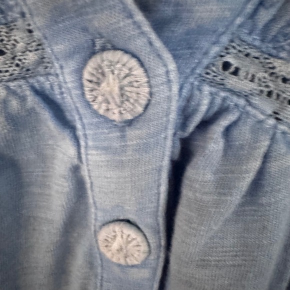 Sundance Older Blue Lace Trim V Neck Sleeveless Henley Top Women's  Sm Loose fit - Picture 5 of 8